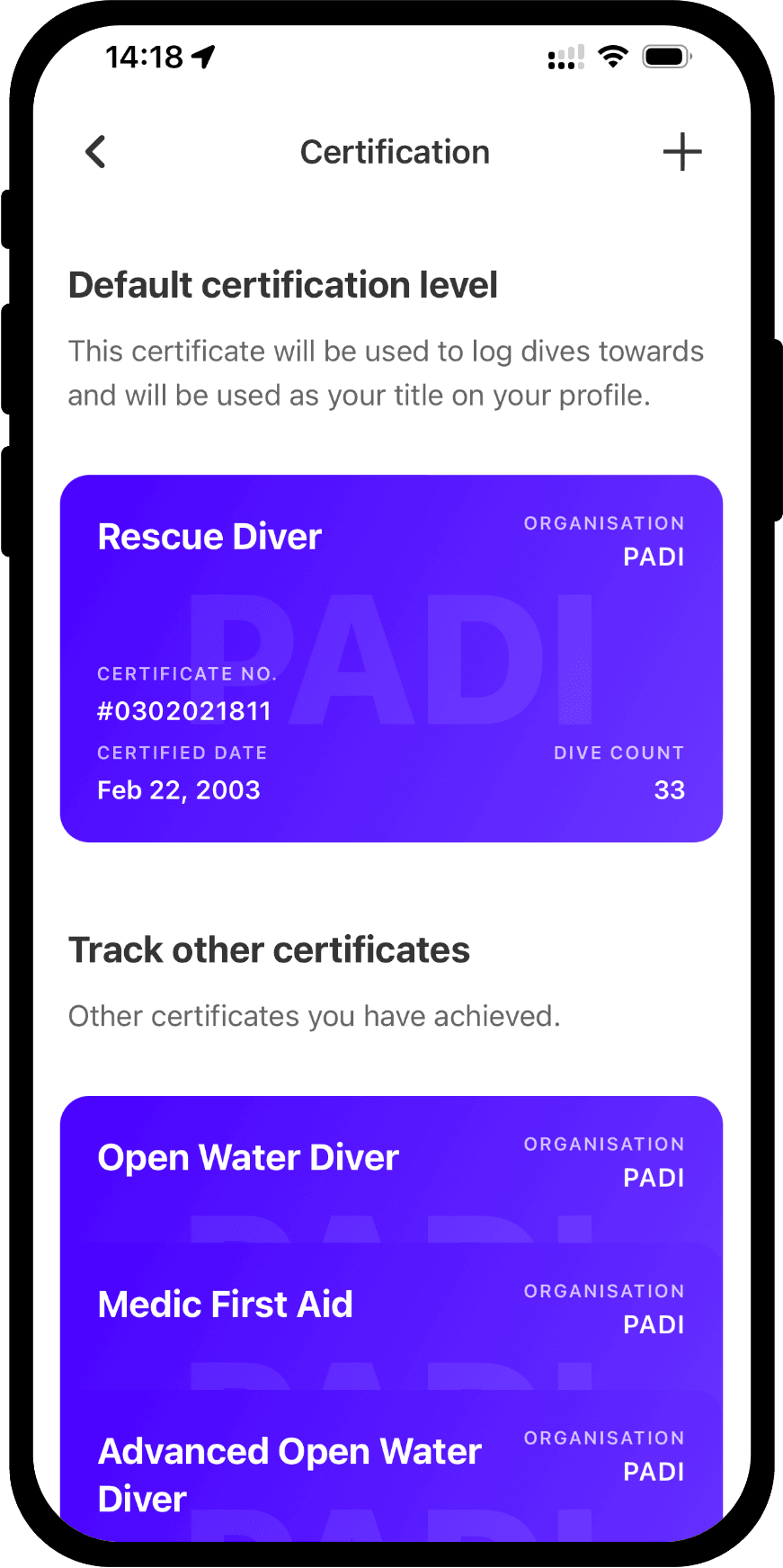 Track your certifications