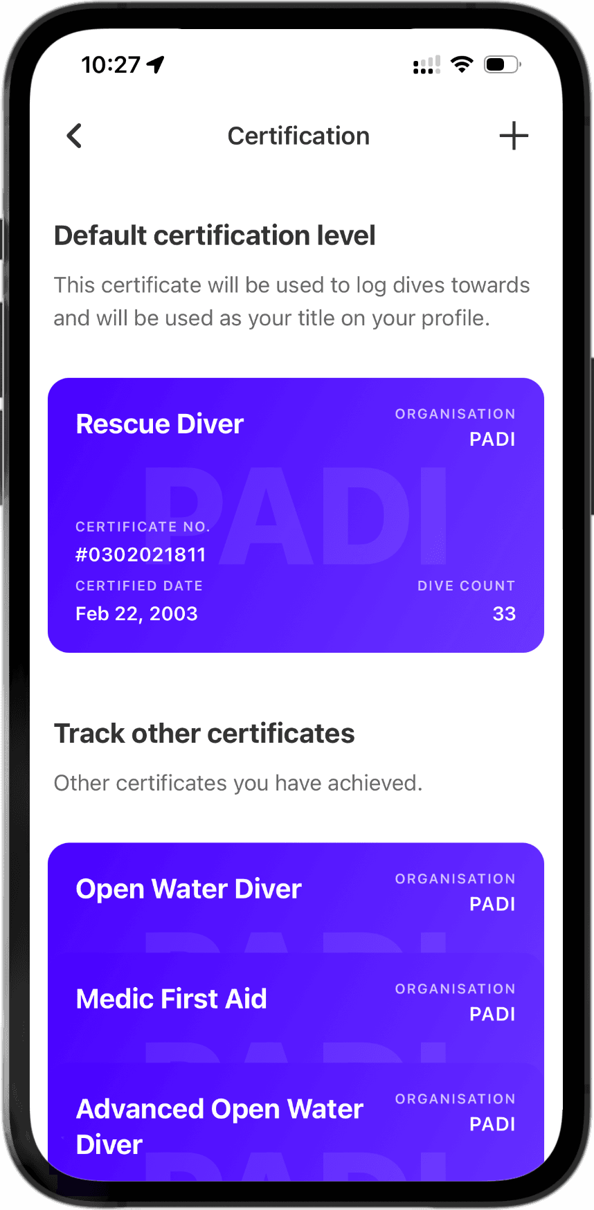 Track your certifications