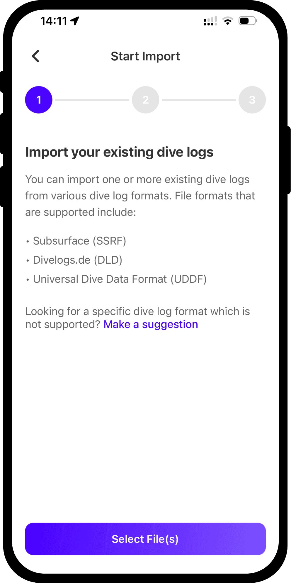 Import existing dive logs