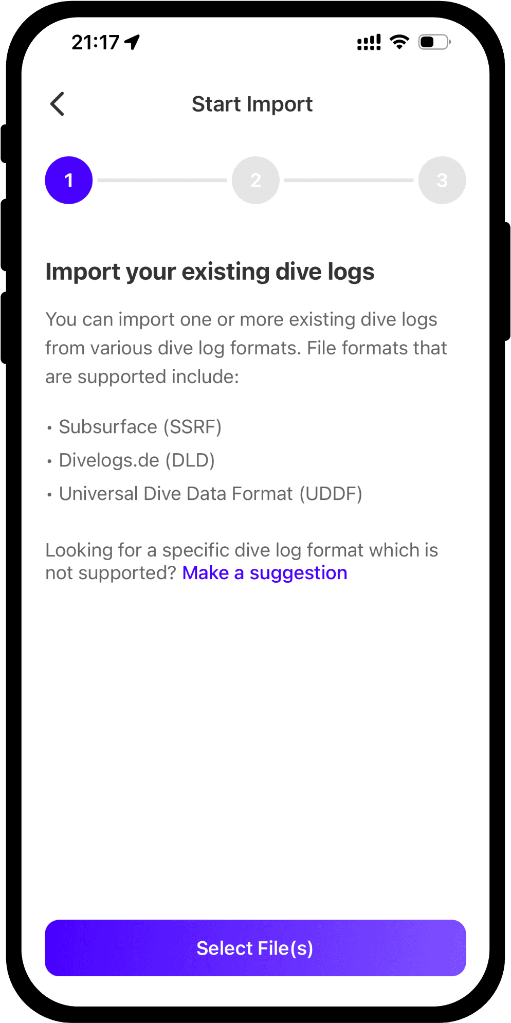Import existing dive logs