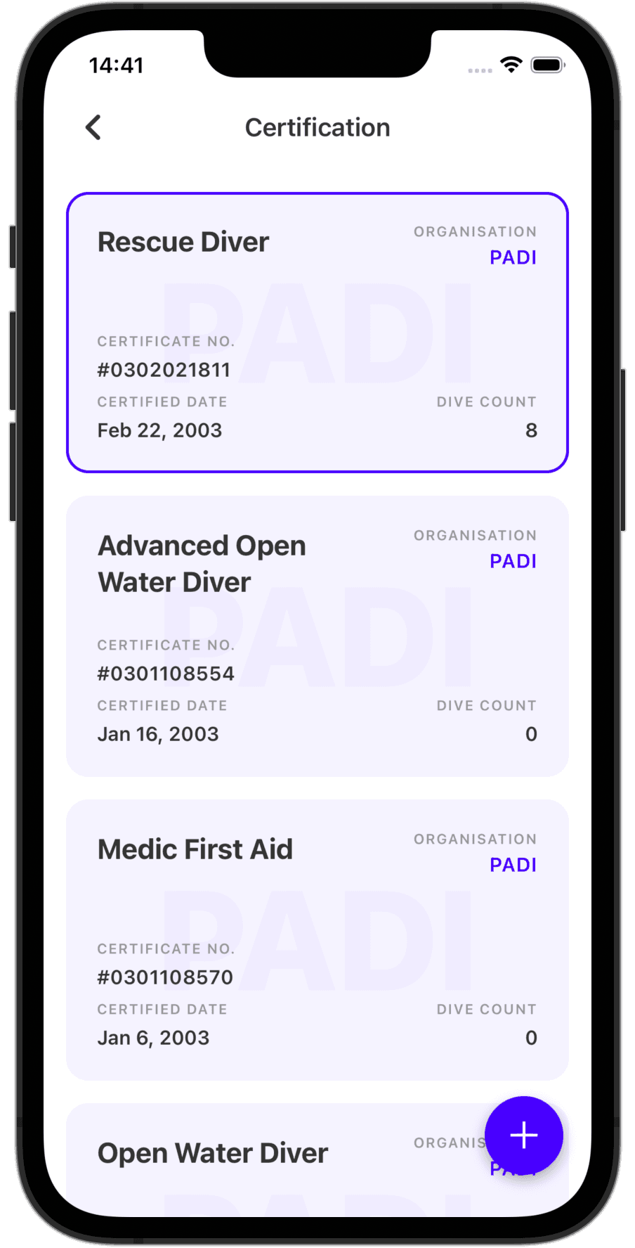 Track your certifications