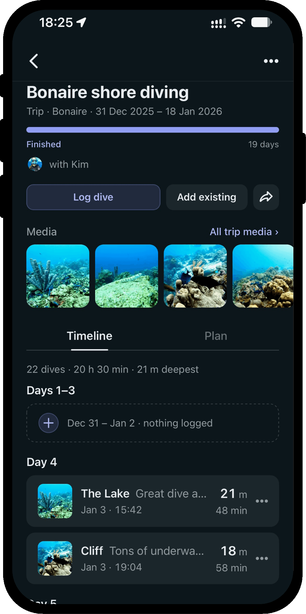 The day-by-day timeline of a dive trip in Scubaspot