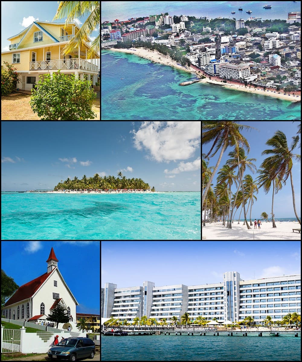Photo montage of the city of San Andrés (island),Colombia.